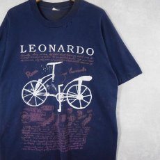 画像1: 90's LEONARDO DA VINCI アートプリントTシャツ NAVY (1)