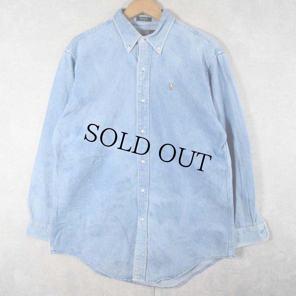 画像1: 80's Ralph Lauren USA製 デニムボタンダウンシャツ XL (1)