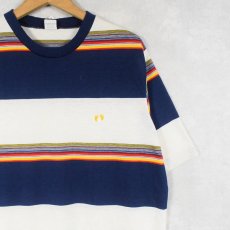 画像1: 80's HANG TEN マルチボーダー柄 Tシャツ XL (1)