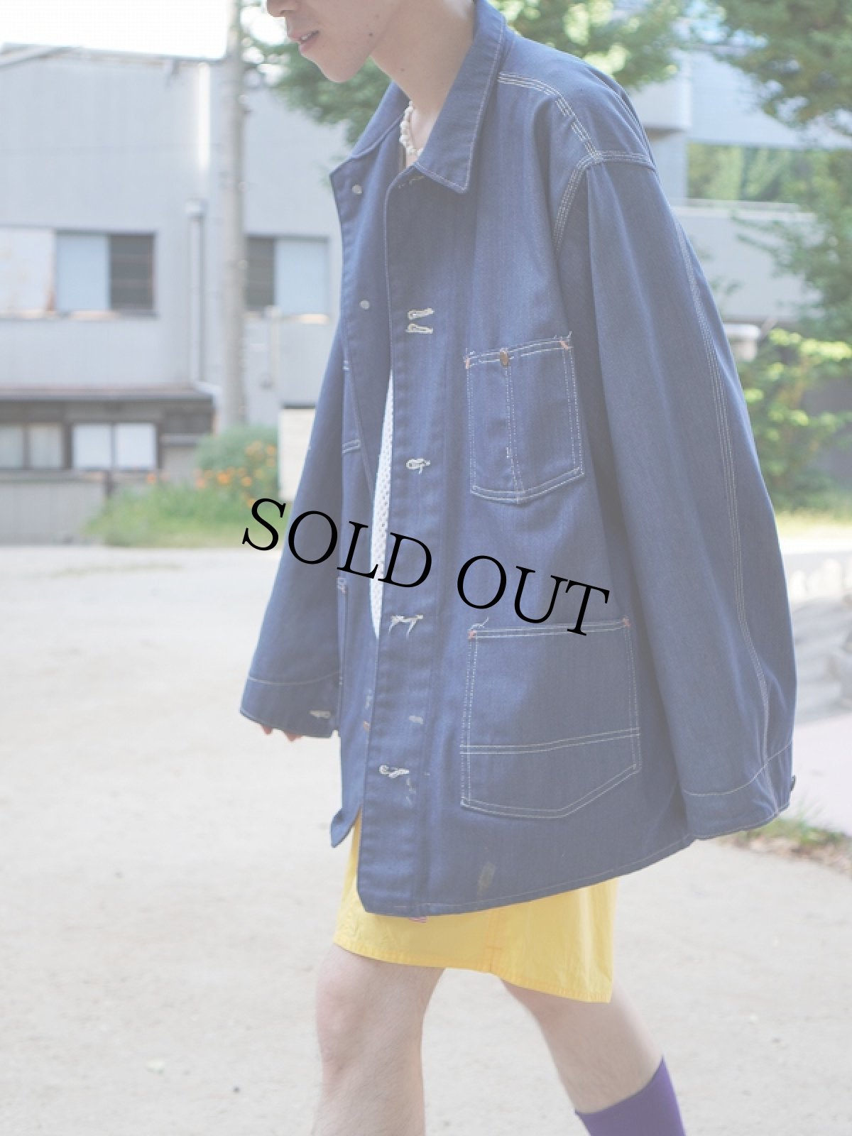 画像2: 60〜70's MONTGOMERY WARD バットダイ デニムカバーオール SIZE48 (2)