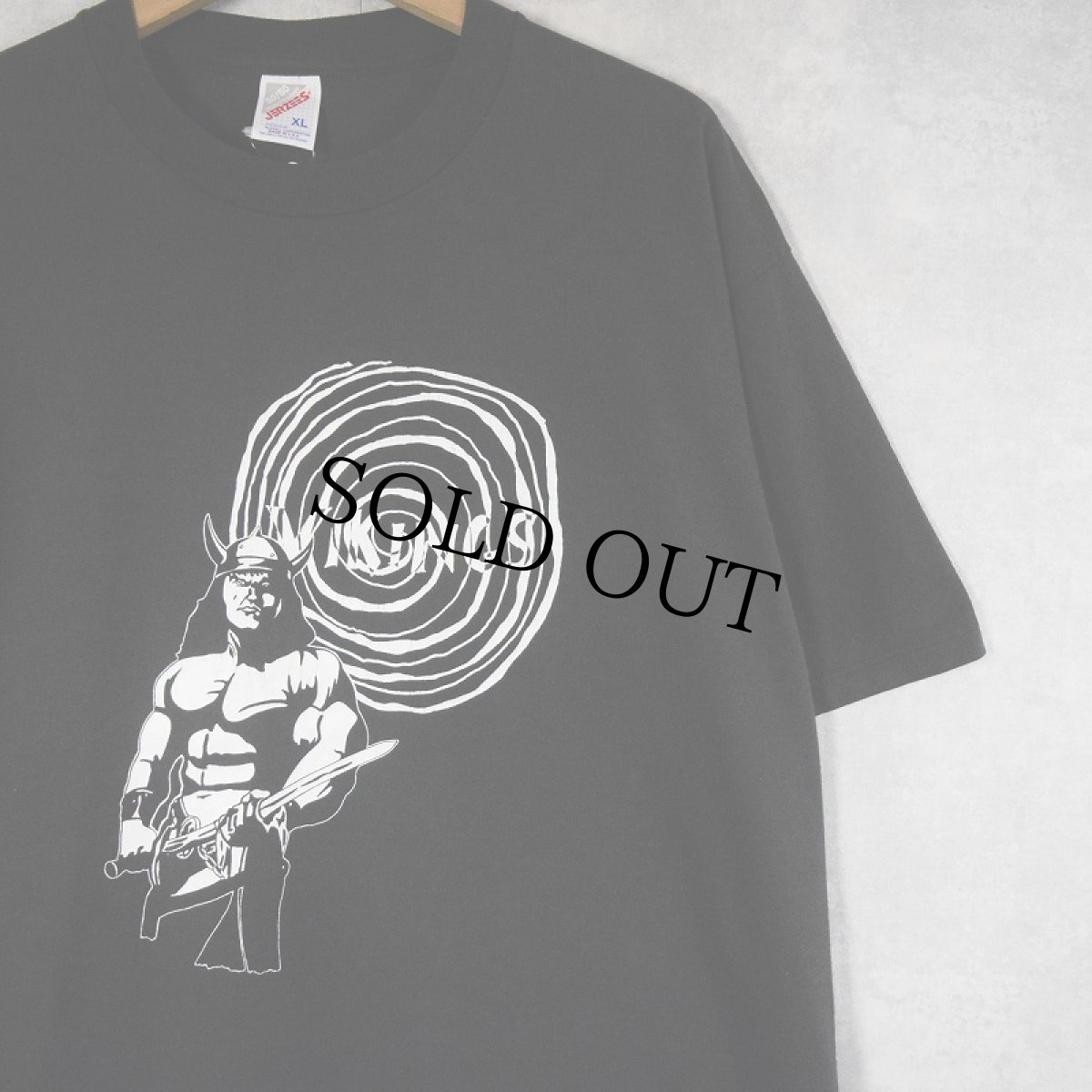 画像1: 90's VIKINGS USA製 プリントTシャツ BLACK XL (1)