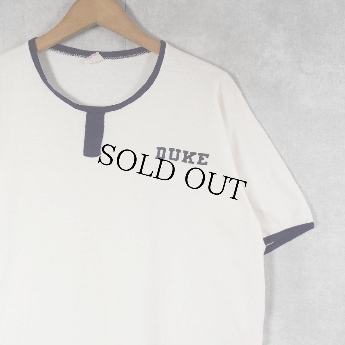 画像1: 60's Champion C中ランタグ "DUKE" チョコチン リンガーTシャツ NAVY XL (1)