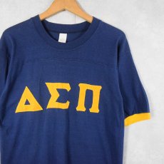 画像1: 70〜80's "ΔΣΠ" パッチ付き フットボールTシャツ NAVY XL (1)