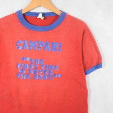 画像1: 80's CAMPARI "THE FIRST TIME..." リキュールプリントリンガーTシャツ M (1)