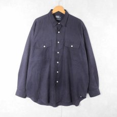 画像1: POLO Ralph Lauren "BENFORD" コットン×シルクシャツ NAVY XL (1)