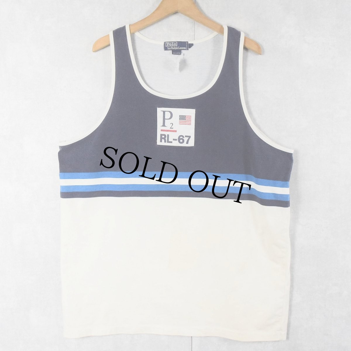 画像2: POLO Ralph Lauren "P2 RL-67" ボーダー柄 タンクトップ XL (2)