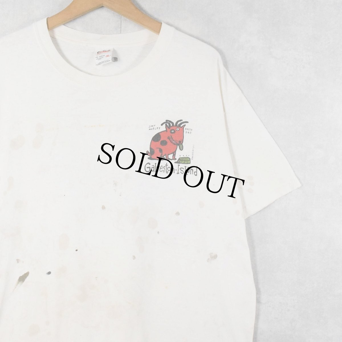 画像2: BIG HED USA製 "SPOT MARLEY RASTA DOG" アートプリントTシャツ XL (2)