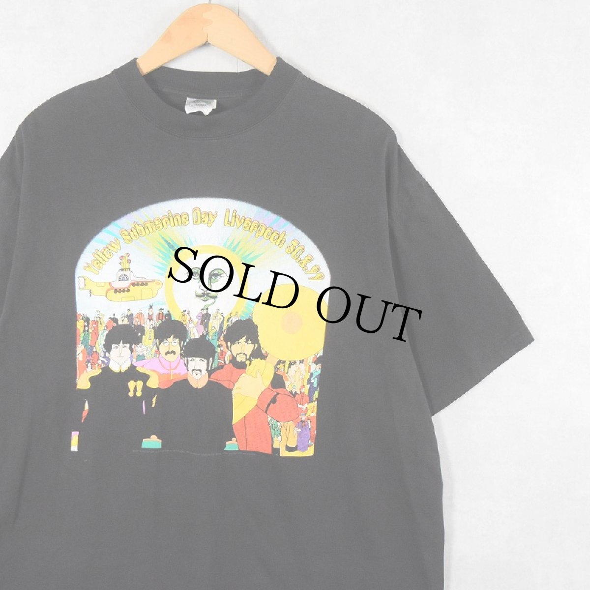 画像1: 90's THE BEATLES "Yellow Submarine Liverpool:30.8.99" ロックバンドプリントTシャツ BLACK XL (1)