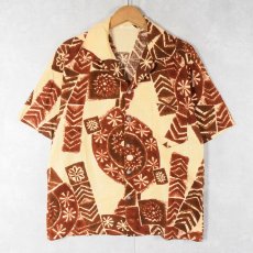 画像1: HAWAII製 オールオーバーパターン コットンアロハシャツ (1)