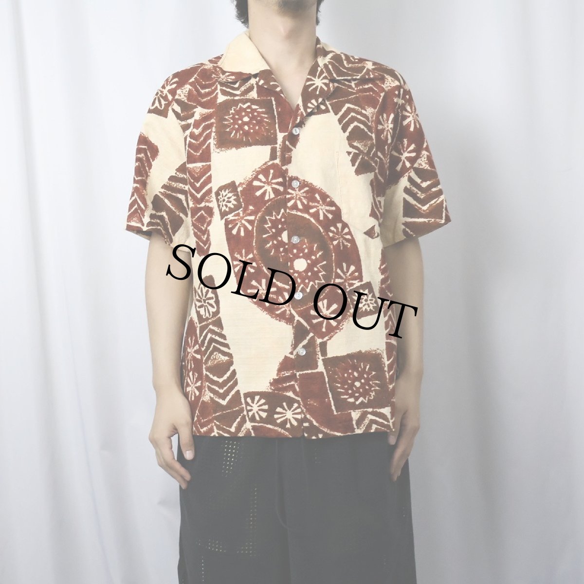 画像2: HAWAII製 オールオーバーパターン コットンアロハシャツ (2)