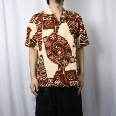 画像2: HAWAII製 オールオーバーパターン コットンアロハシャツ (2)