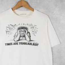 画像1: 80's Robert Crumb USA製 "TIMES ARE TOUGH, HUH, BUD?" イラストレーター プリントTシャツ L (1)