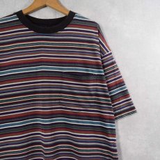 画像1: Diversion マルチボーダー柄 ポケットTシャツ  (1)