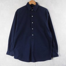 画像1: POLO Ralph Lauren "CAMBRIDGE" イストライプ柄 コットンプルオーバーシャツ NAVY M (1)