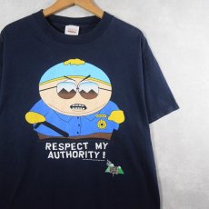 画像1: 90's SOUTH PARK "RESPECT MY AUTHORITY!" キャラクタープリントTシャツ NAVY L (1)