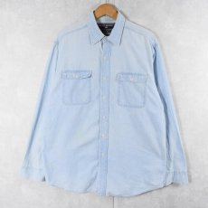 画像1: 90's POLO SPORT Ralph Lauren 猫目ボタン シャンブレーシャツ M (1)