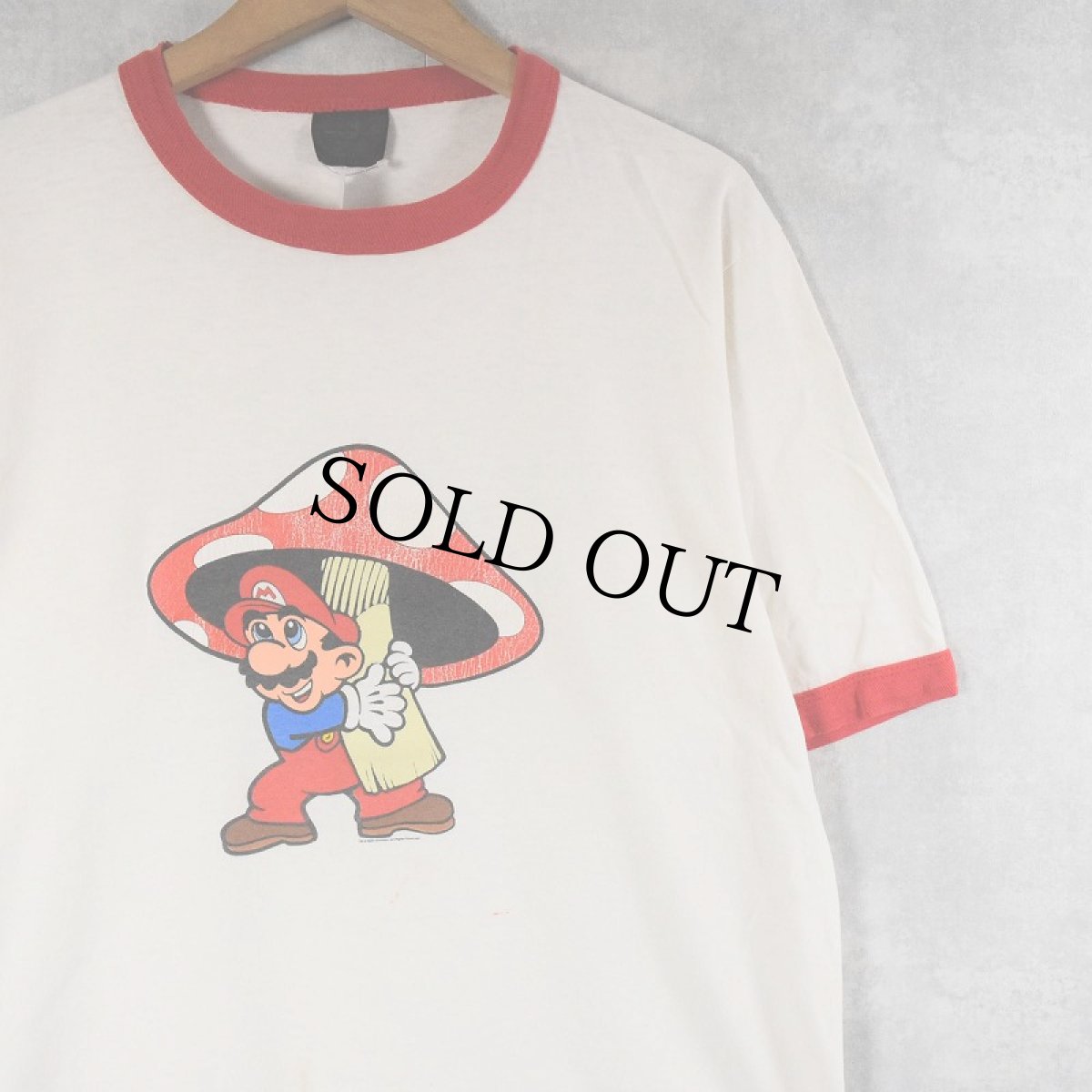 画像2: 2000's Nintendo SUPER MAEIO USA製 ゲームキャラクター プリントリンガーTシャツ L (2)