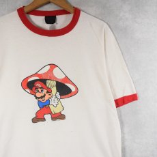 画像1: 2000's Nintendo SUPER MAEIO USA製 ゲームキャラクター プリントリンガーTシャツ L (1)