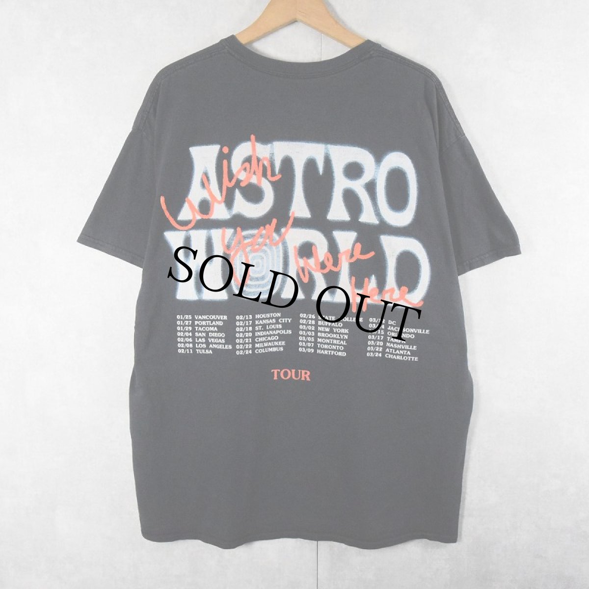 画像2: Travis Scott ASTRO WORLD "Wish You Were Here" ヒップホップツアーTシャツ BLACK L (2)