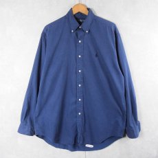 画像1: Ralph Lauren "BLAKE"  HBT シルク×コットン ボタンダウンシャツ NAVY M (1)