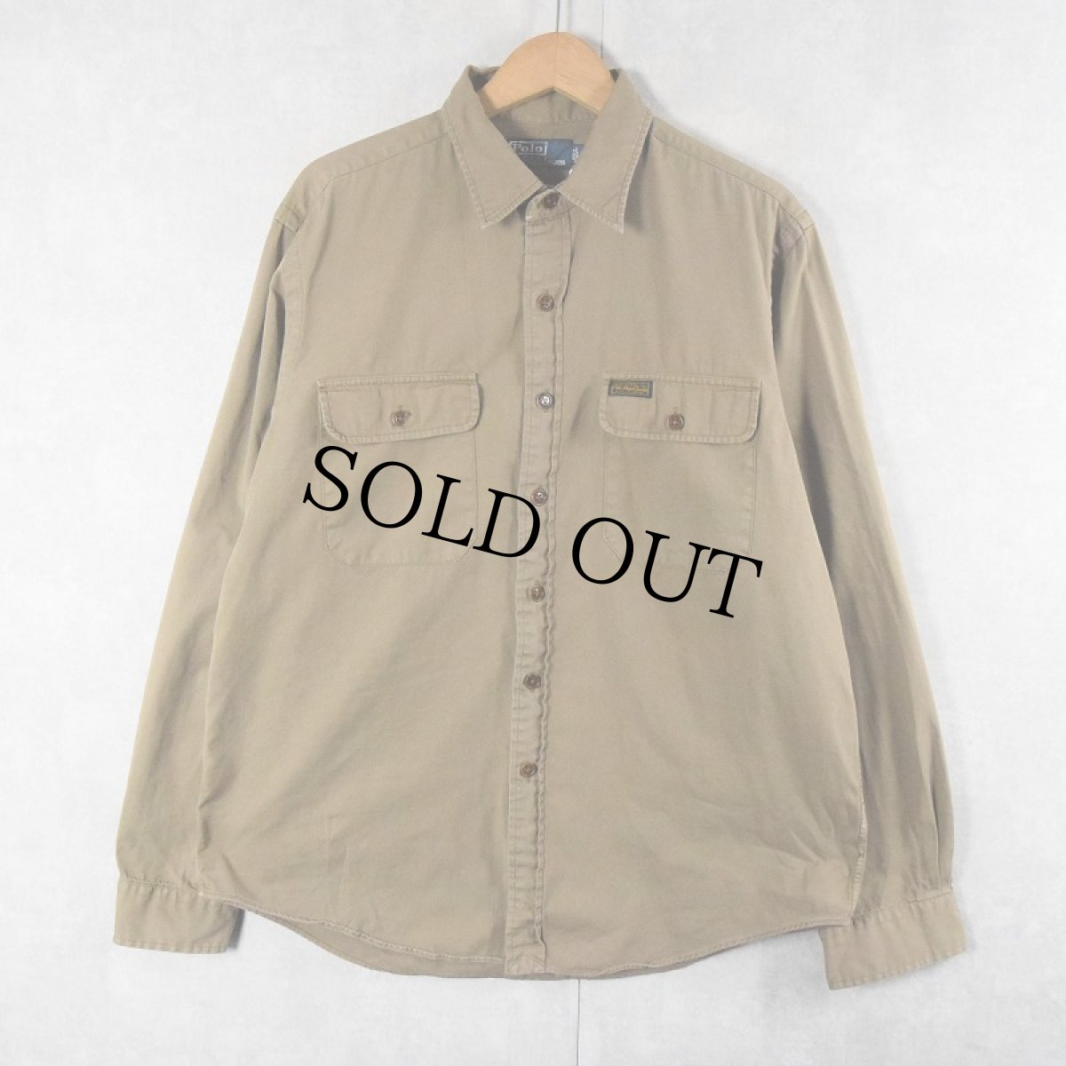 画像1: POLO Ralph Lauren コットンツイルワークシャツ L (1)