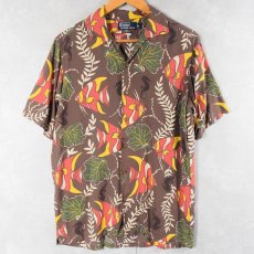 画像1: POLO Ralph Lauren "CLASSIC FIT" トロピカルフィッシュ柄 レーヨンアロハシャツ S (1)