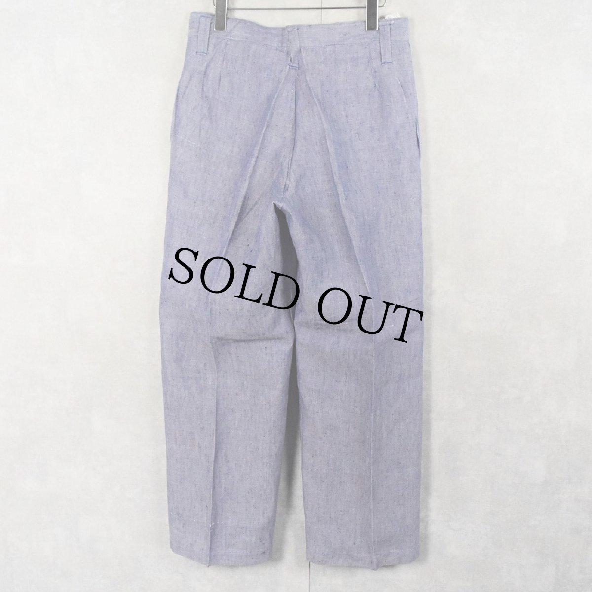 画像2: 50〜60's FRENCH MILITARY リネンセーラーパンツ "ワンウォッシュ" DEADSTOCK 【W31 L31】 (2)