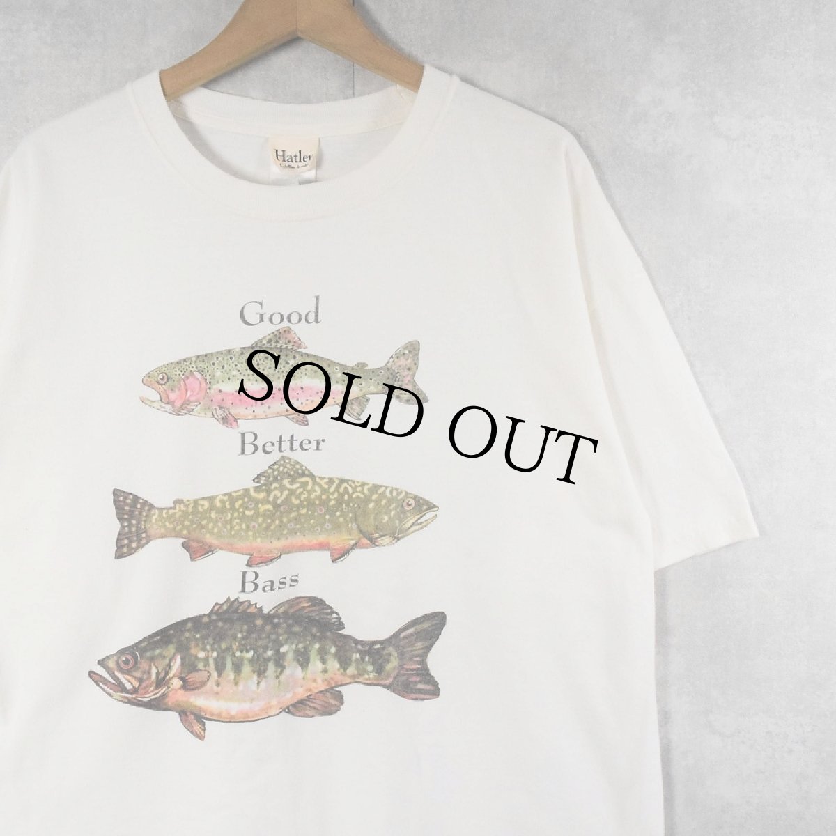 画像1: 2000's ”GOOD BETTER BASS" 魚プリントTシャツ XL (1)