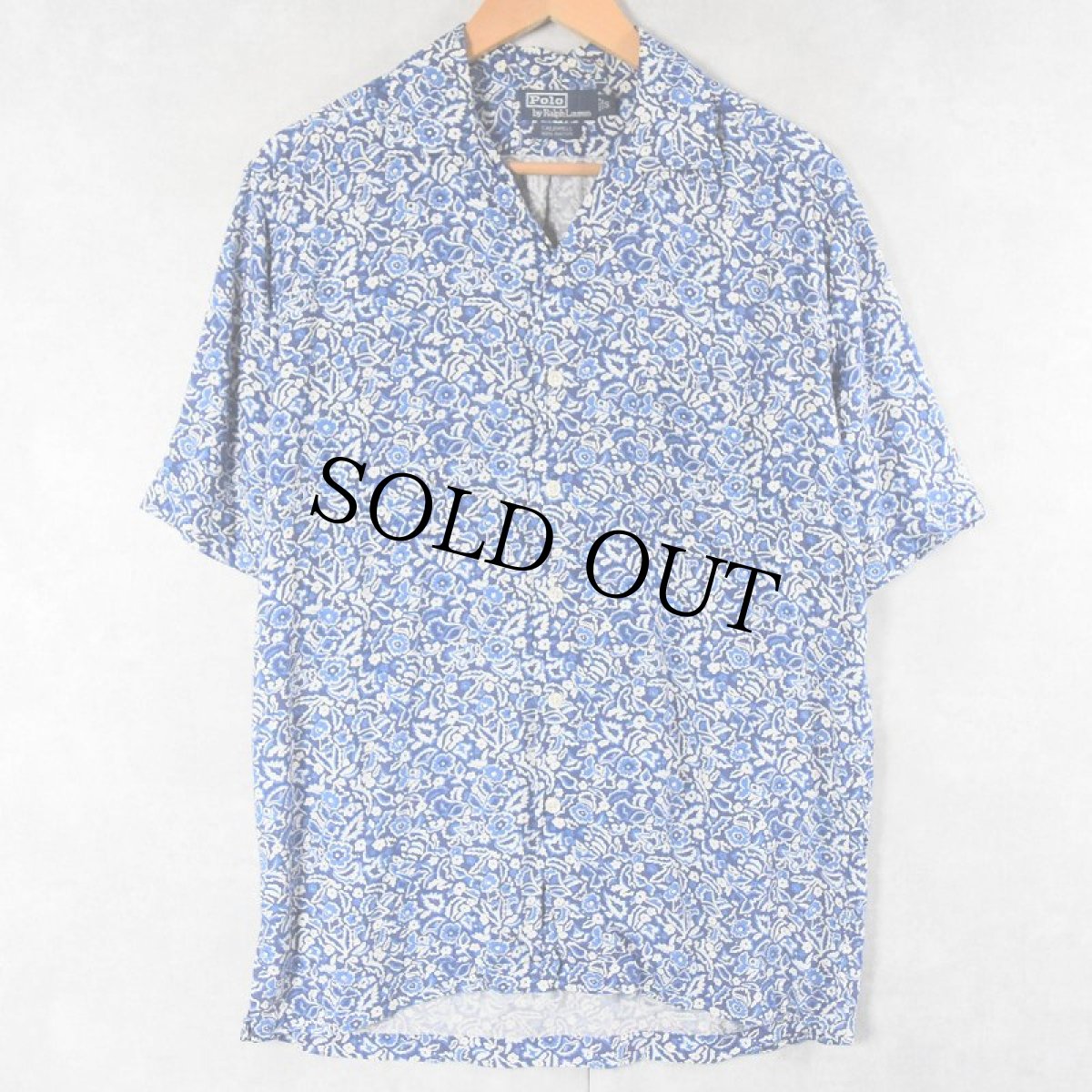 画像1: POLO Ralph Lauren "CALDWELL" 花柄 レーヨンオープンカラーシャツ S (1)