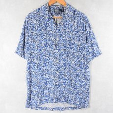 画像1: POLO Ralph Lauren "CALDWELL" 花柄 レーヨンオープンカラーシャツ S (1)