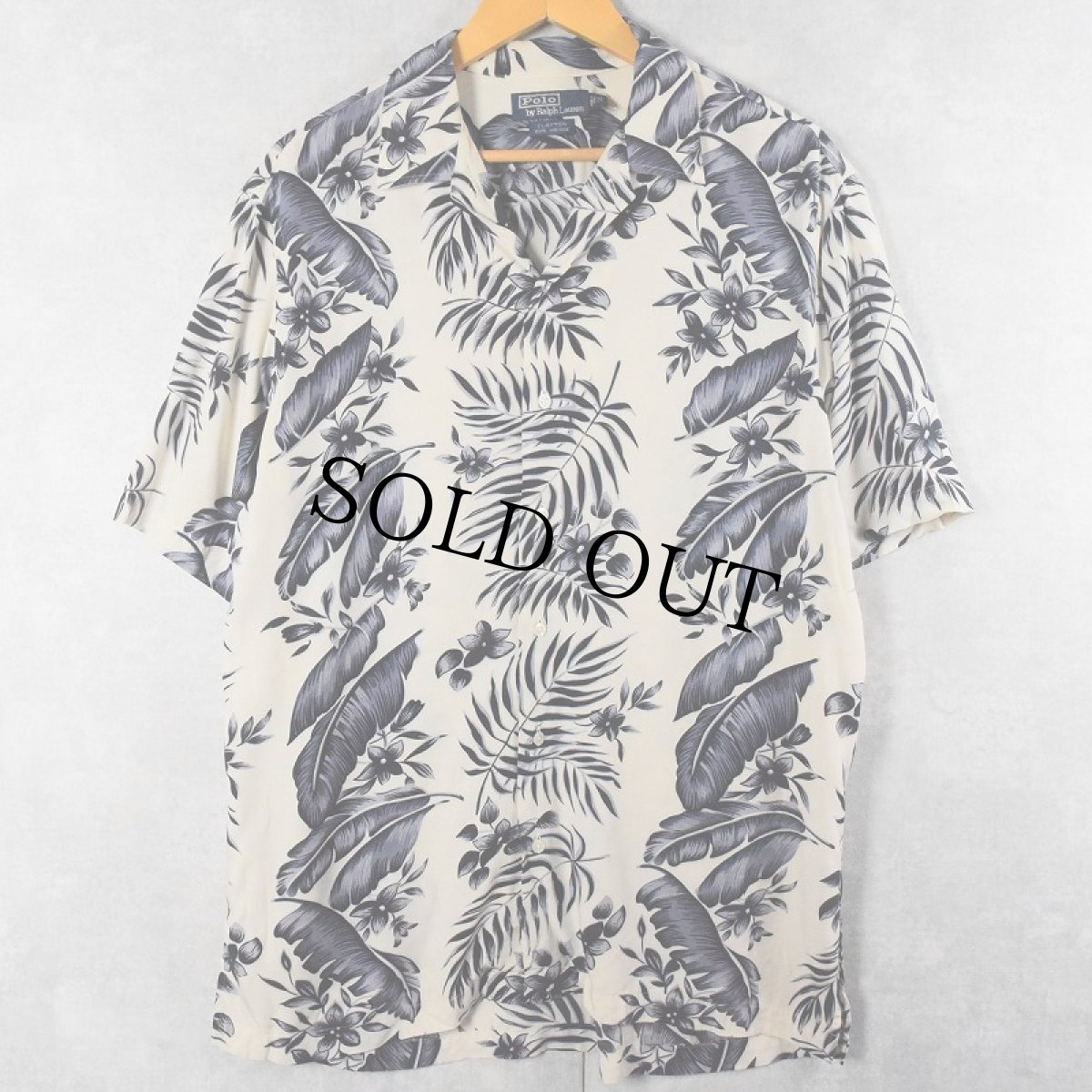 画像1: POLO Ralph Lauren "CLAYTON" ハイビスカス柄 ビスコースアロハシャツ M (1)