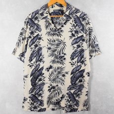 画像1: POLO Ralph Lauren "CLAYTON" ハイビスカス柄 ビスコースアロハシャツ M (1)