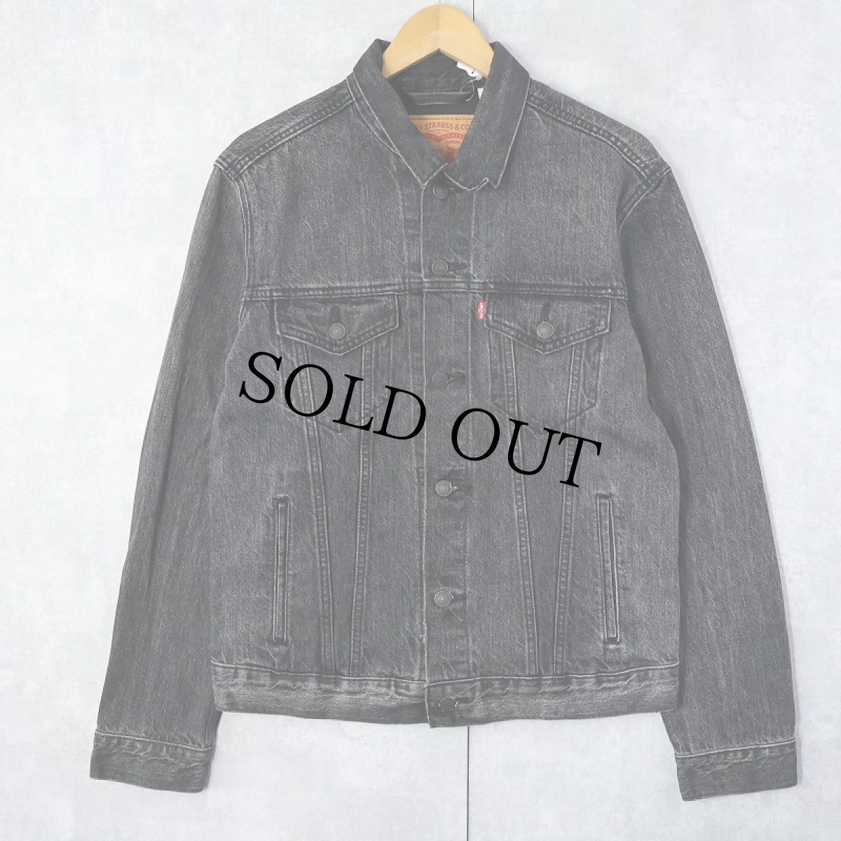 画像1: Levi's ブラックデニムジャケット XL (1)