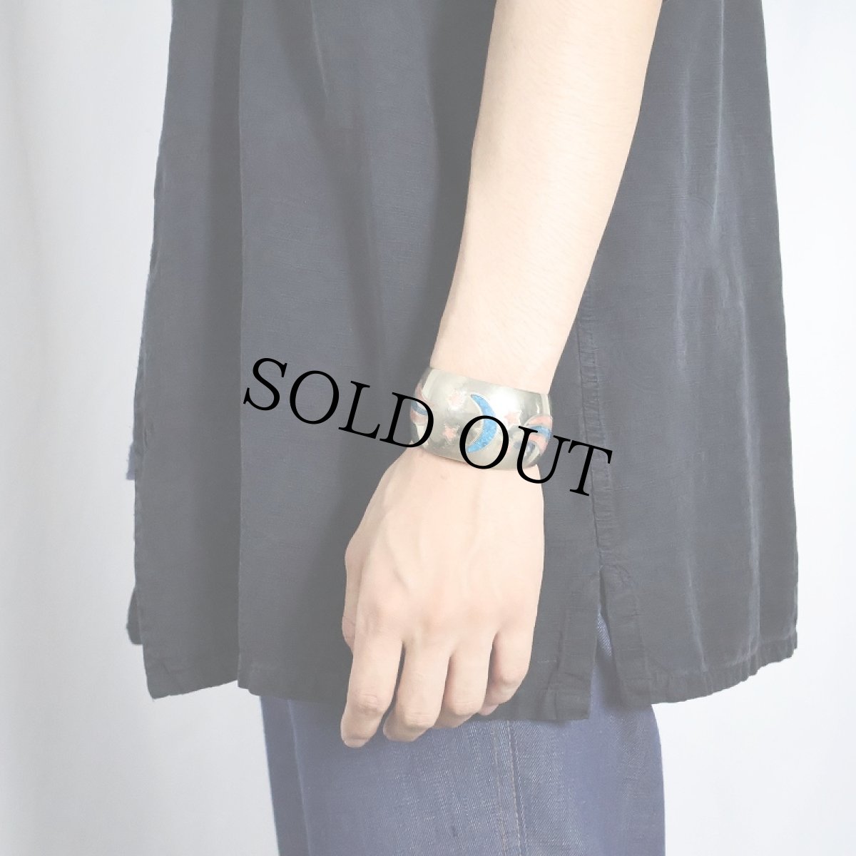 画像3: MEXICAN ALPACA SILVER チップインレイ バングル (3)