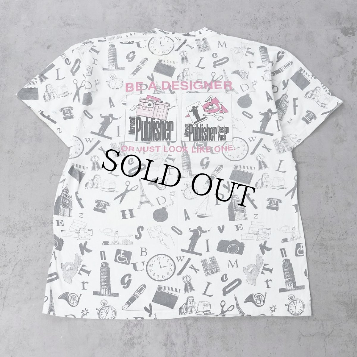 画像2: 90's Microsoft USA製 "Publisher Design Pack" コンピューター企業 マルチプリントTシャツ XL (2)