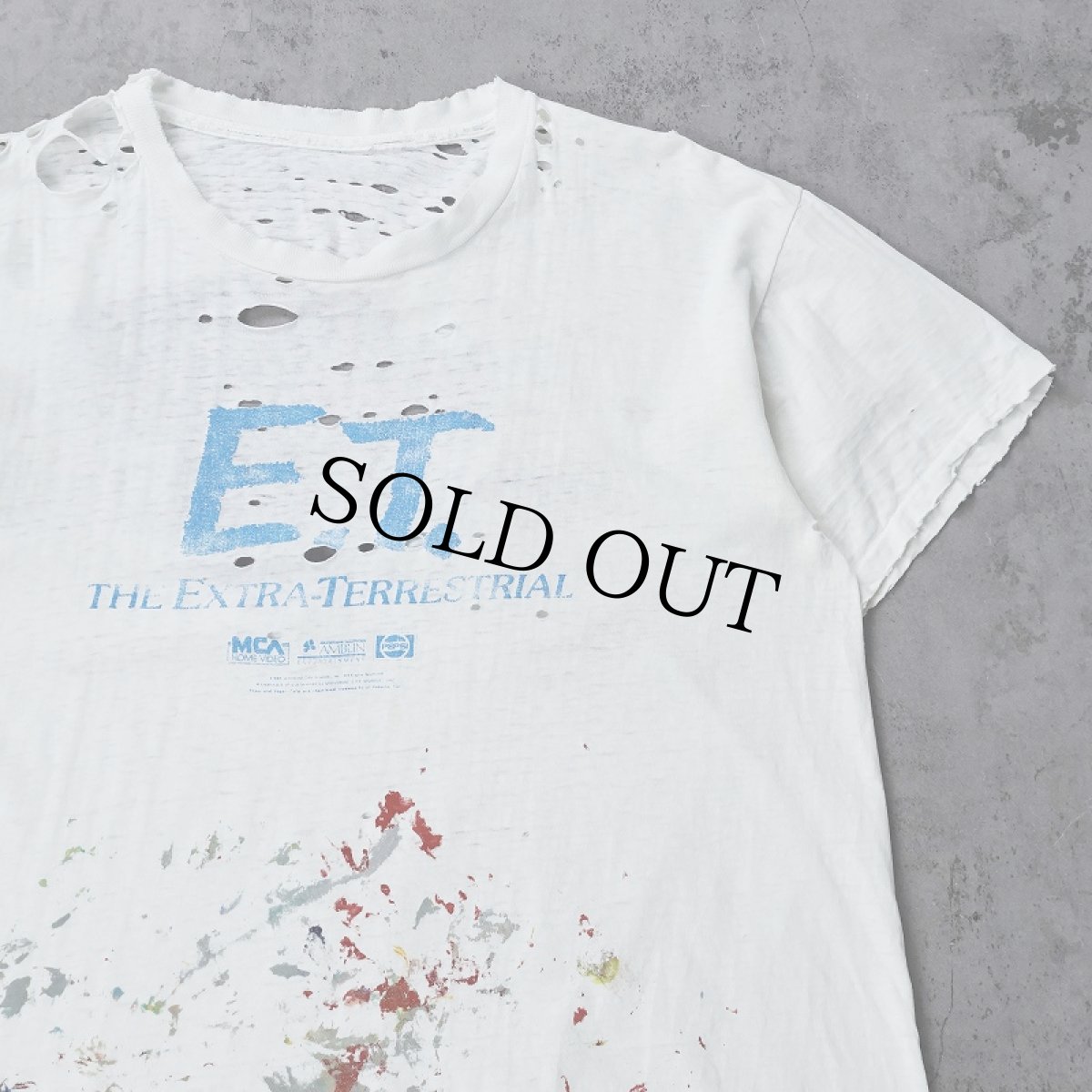 画像1: 80's E.T. ペンキペイント SF映画プリントTシャツ (1)