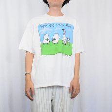 画像2: 90's Bunser Kingston CANADA製 "Virginia Woolf in sheep's clothing" イラストプリントTシャツ XL (2)