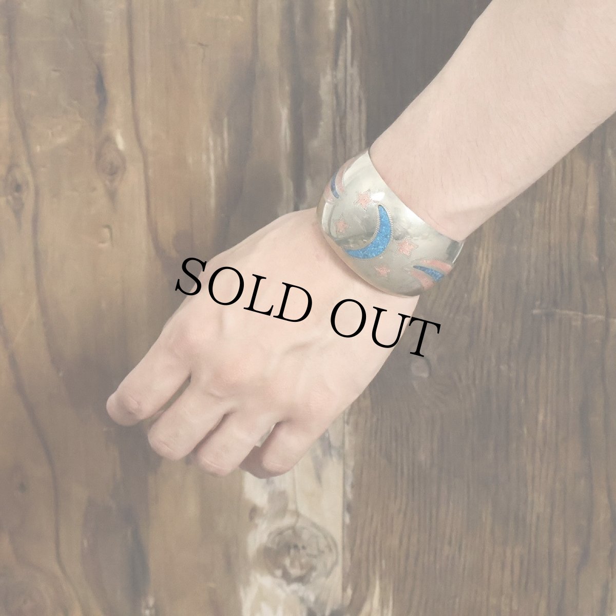 画像2: MEXICAN ALPACA SILVER チップインレイ バングル (2)