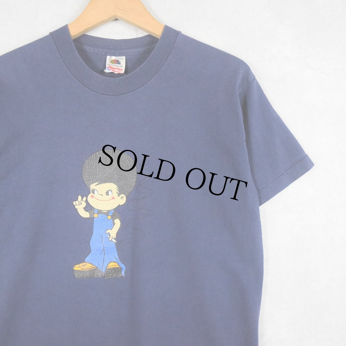 画像1: 90's ポコちゃん USA製 パロディプリントTシャツ NAVY  M (1)