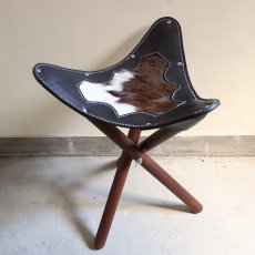 画像1: RORAN ハラコ レザーハンティングチェア BLACK (1)