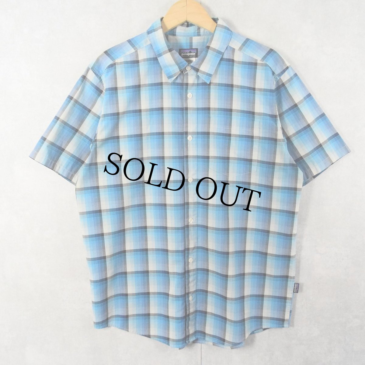 画像1: 2013SS Patagonia "ORGANIC COTTON" チェック柄 コットン×ポリエステルシャツ M (1)