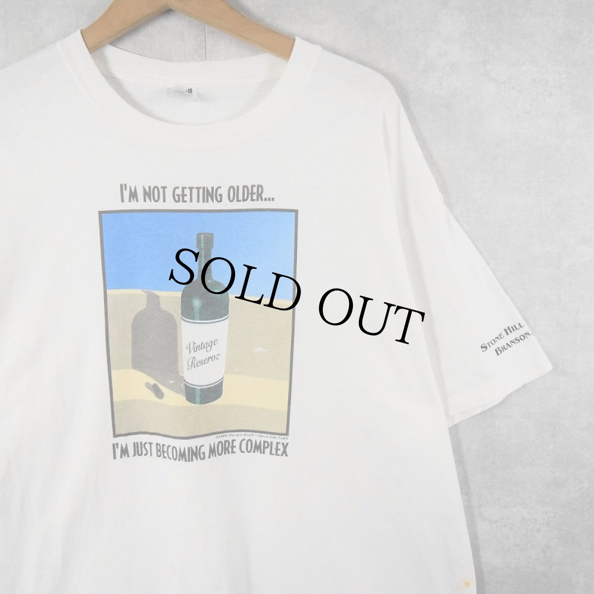 画像1: 90's Chris's Stuff "I'M NOT GETTING OLDER..." ワインプリントTシャツ XL (1)