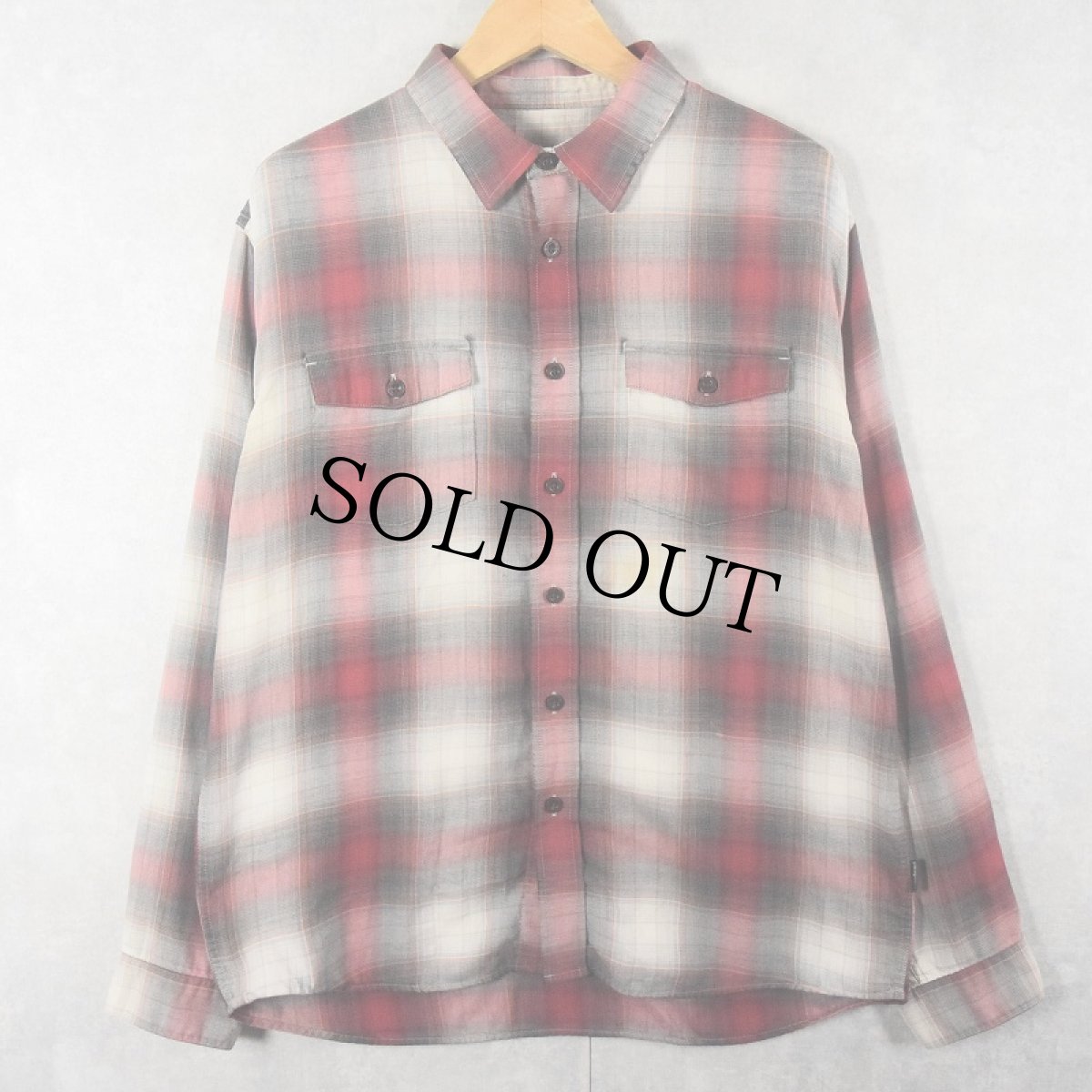 画像1: 2013AW Patagonia "ORGANIC COTTON" オンブレーチェック柄 コットン×ポリエステルシャツ M (1)