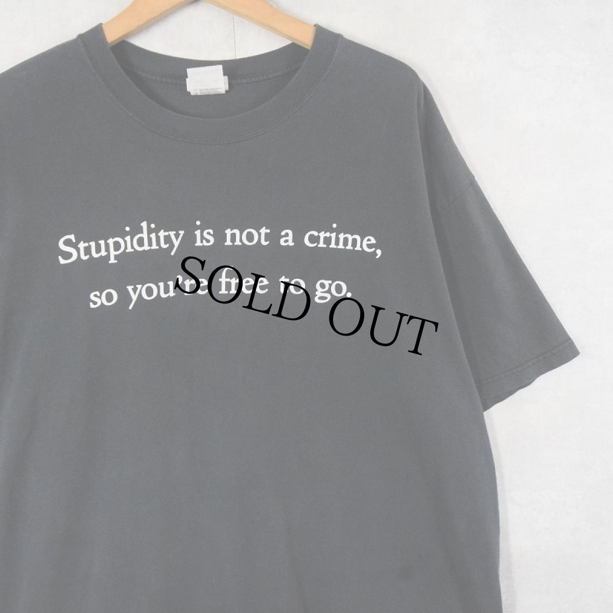 画像1: 90's〜 USA製 "Stupidity is not a crime, so you're free to go." メッセージプリントTシャツ XL (1)