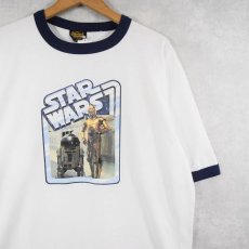 画像1: 90's STARWARS USA製 "C-3PO" 映画プリント リンガーTシャツ XL (1)