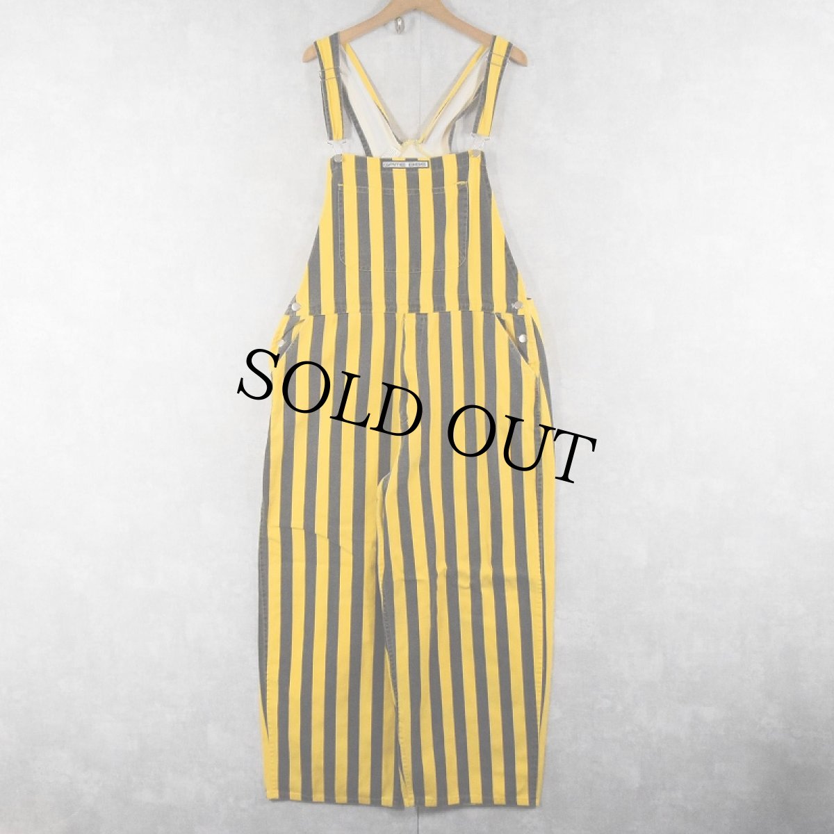 画像2: 90's GAME BIBS ストライプ柄 オーバーオール L (2)