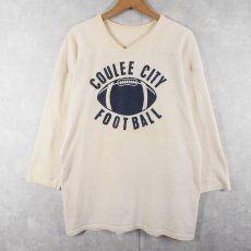 画像2: 70〜80's RUSSELL ATHLETIC 金タグ USA製 "COULEE CITY FOOYBALL" Vネック フットボールTシャツ L (2)