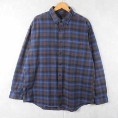 画像1: PENDLETON "MASON" オンブレーチェック柄 コットンボタンダウンシャツ XL (1)