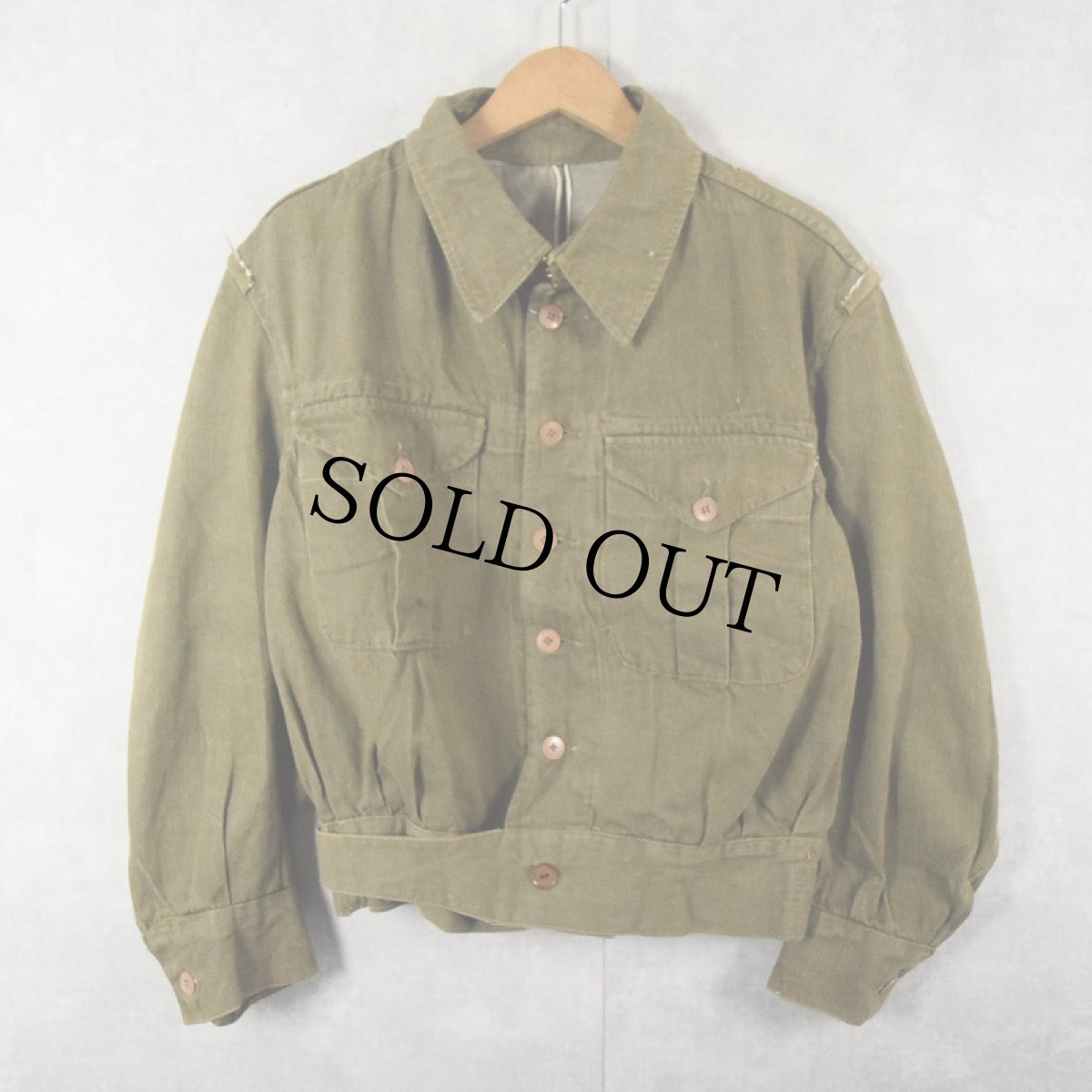 画像1: 50's〜 BRITISH ARMY グリーンデニム BATTLEDRESS JACKET  (1)