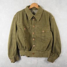 画像1: 50's〜 BRITISH ARMY グリーンデニム BATTLEDRESS JACKET  (1)